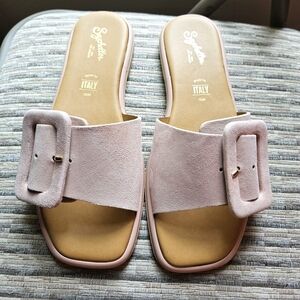 Seychelles Women's Pink Suede Slide Sandals